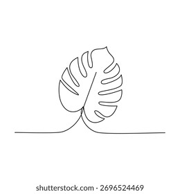 Minimalistische Monstera Blatt eine Linie Zeichnung. Illustration
