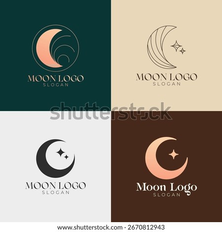 Minimalist Moon Logo Collection. Elegant and Professional Branding Design Set
