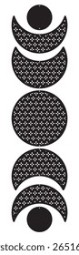 Modelo minimalista de corte a laser de decoração de parede de fase da lua com silhuetas sólidas limpas