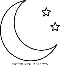 Minimalist Moon And Stars Line Art Illustration