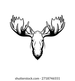 Minimalista Vector de ilustración de cabeza de alce