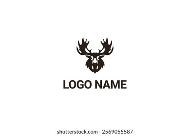 Minimalist Moose Head Logo Design Template