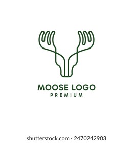 Minimalist moose logo with stylish line art design concept. Vector illustration.