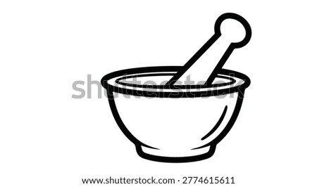 A minimalist mortar and pestle vector illustration for pharmacy use.