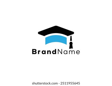 Minimalist mortarboard logo . Modern style education cap logo