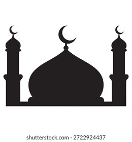 Ícone minimalista da mesquita com luas crescente