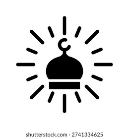 Minimalist Mosque Icon with Radiating Lines Depicting Spiritual Significance