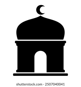Minimalist Mosque Icon Vector, Editable and Scalable Masjid Logo Template with Dome and Minaret, For Islamic Designs, Apps and Branding, Perfect for Print and Digital Use