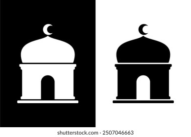 Minimalist Mosque Icon Vector, Editable and Scalable Masjid Logo Template with Dome and Minaret, For Islamic Designs, Apps and Branding, Perfect for Print and Digital Use