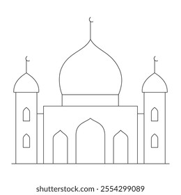 Minimalist Mosque Line Art Illustration