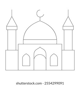 Minimalist Mosque Line Art Illustration