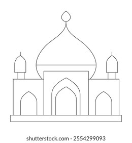 Minimalist Mosque Line Art Illustration