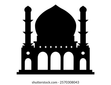 Minimalist Mosque Silhouette Vector on White Background