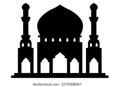 Minimalist Mosque Silhouette Vector on White Background