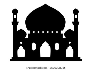 Minimalist Mosque Silhouette Vector on White Background