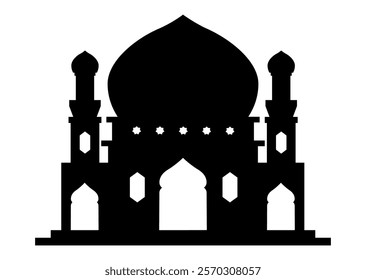 Minimalist Mosque Silhouette Vector on White Background