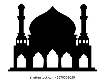 Minimalist Mosque Silhouette Vector on White Background