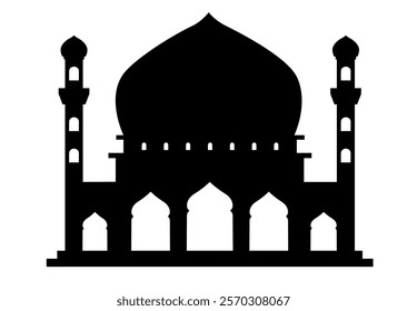 Minimalist Mosque Silhouette Vector on White Background