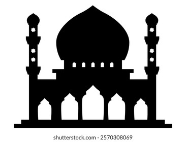 Minimalist Mosque Silhouette Vector on White Background