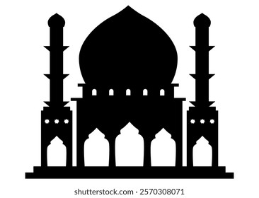 Minimalist Mosque Silhouette Vector on White Background