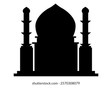 Minimalist Mosque Silhouette Vector on White Background