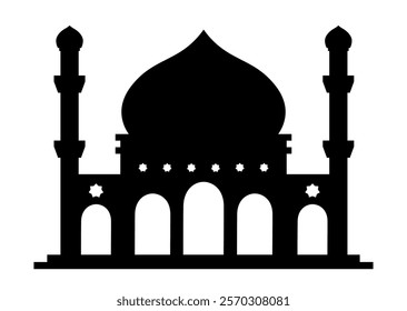 Minimalist Mosque Silhouette Vector on White Background