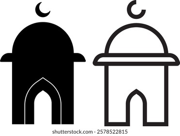 Minimalist Mosque Vector Icon Illustration Set