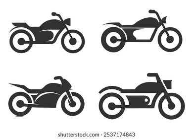 Coleção de Ícones de Motocicleta Minimalista para Gráficos Automotivos.