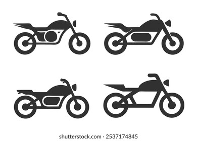 Minimalist Motorcycle Icon Collection for Automotive Graphics.