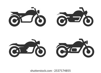 Minimalist Motorcycle Icon Collection for Automotive Graphics.