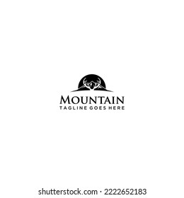 Minimalist mountain deer logo design for outdoor adventure brand identity