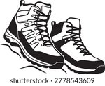 Minimalist Mountain Hiking Boots Vector