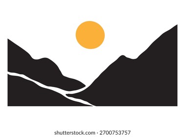 Fondo de diseño de paisaje de montaña minimalista