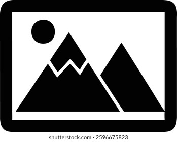 Minimalist Mountain Landscape Icon Vector
