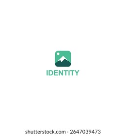 Minimalist Mountain Landscape Icon with white background. 