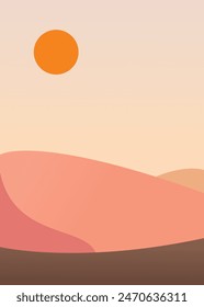 Minimalist Mountain Landscape Poster Creative. Vector Illustration.