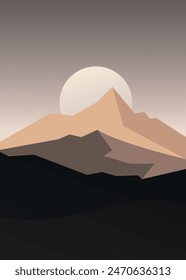 Minimalist Mountain Landscape Poster Creative. Vector Illustration.