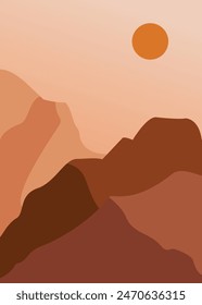 Minimalist Mountain Landscape Poster Creative. Vector Illustration.