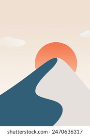 Minimalist Mountain Landscape Poster Creative. Vector Illustration.