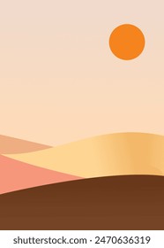 Minimalist Mountain Landscape Poster Creative. Vector Illustration.