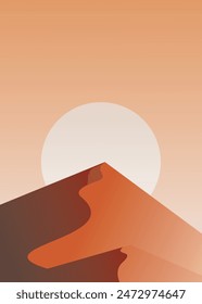 Minimalist Mountain Landscape Poster Creative. Vector Illustration.