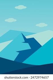 Minimalist Mountain Landscape Poster Creative. Vector Illustration.