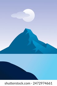 Minimalist Mountain Landscape Poster Creative. Vector Illustration.