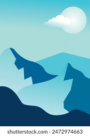 Minimalist Mountain Landscape Poster Creative. Vector Illustration.