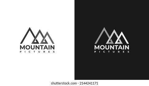 minimalist mountain line art logo design