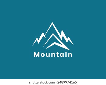 Minimalist mountain line art logo design.