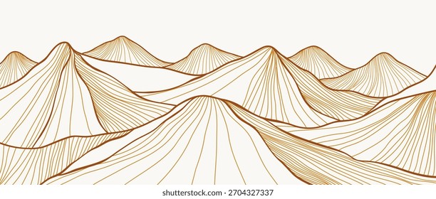 Montaña minimalista con textura de arte de línea. Abstractas fondos de paisajes de montaña. cordillera y colina. uso para impresiones de arte mural, póster Decoración de arte, Anuncio