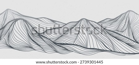 Minimalist Mountain with line art texture. Abstract mountain landscapes backgrounds. mountains range, hills and desert. use for wall art prints, poster Art Decoration, banner
