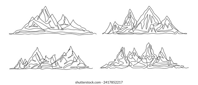 Minimalist Mountain Line Art vector
