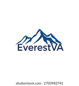 "Design minimalista do logotipo da montanha com ilustração do pico do Everest, adequado para aventura, viagem e branding ao ar livre."